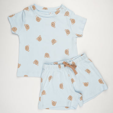 Blue Teddy Shorts Set