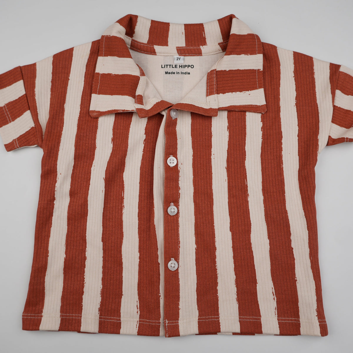 Brown Striped Shorts Set