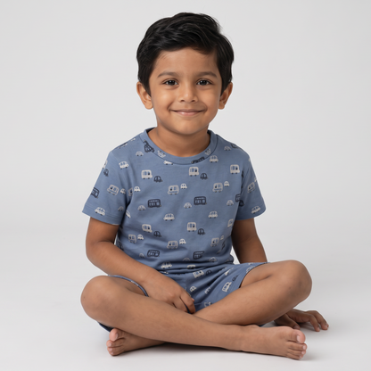 Navy Bus shorts set