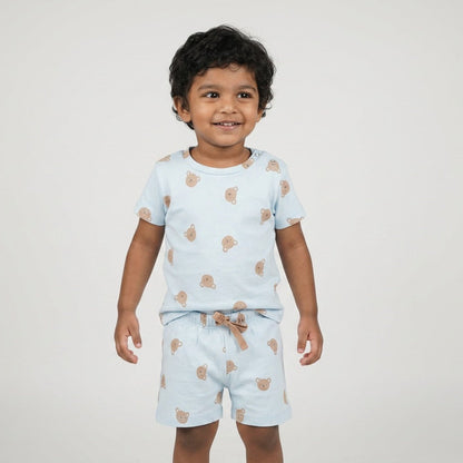 Blue Teddy Shorts Set
